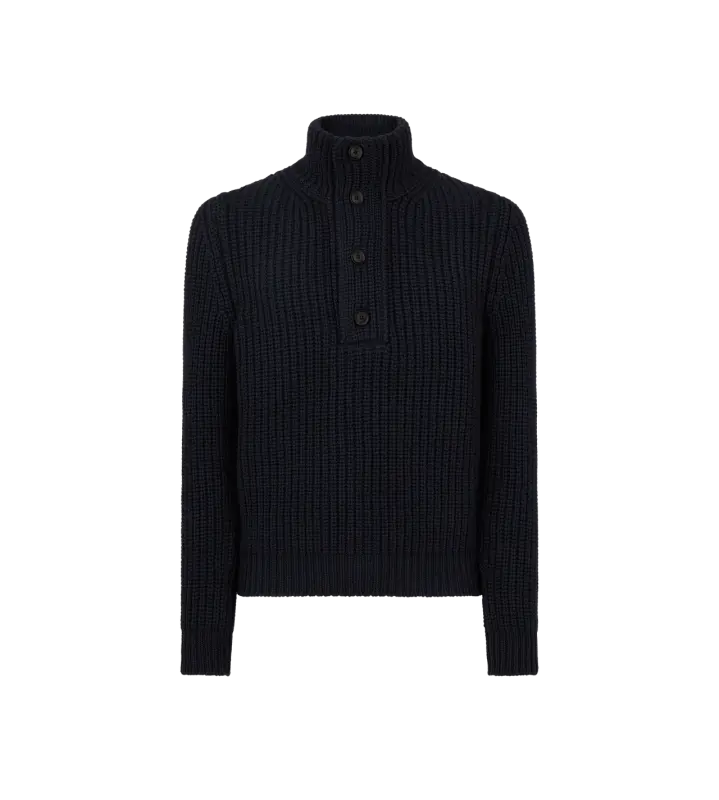 CASHMERE WOOL HALF BUTTON DARK NAVY online